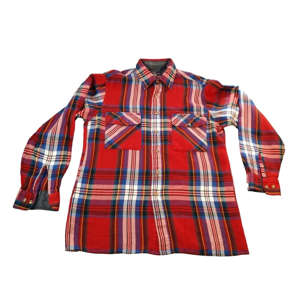 Vintage Backpacker Red Plaid Button Up Shirt Mens Size Medium Retro‎ Workwear